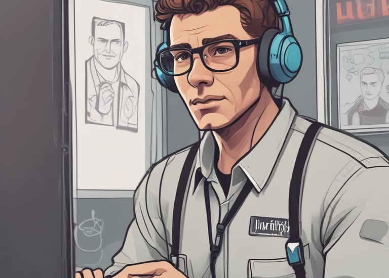 A hand holding a smartphone displaying a webpage titled 'Creating a Brand' with navigation options like Home, Discovery, Members, and Topics. The background is out of focus, providing a neutral setting.