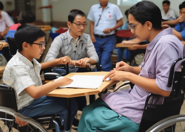 A group of people wearing black graduation caps and gowns sit outdoors, attending a graduation ceremony. The focus is on a cap with the phrase 'I'm a Social Worker! What's your superpower?' written on it. Sunlight casts a warm glow over the scene, highlighting the joyous atmosphere.
