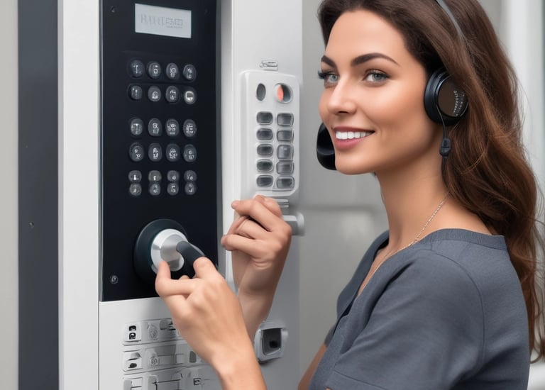 A security camera is mounted on a metal bracket attached to a wall. The camera is positioned under a glass surface with visible screws and brackets. The environment is dimly lit, highlighting the camera's body and the glowing infrared lights around the lens.