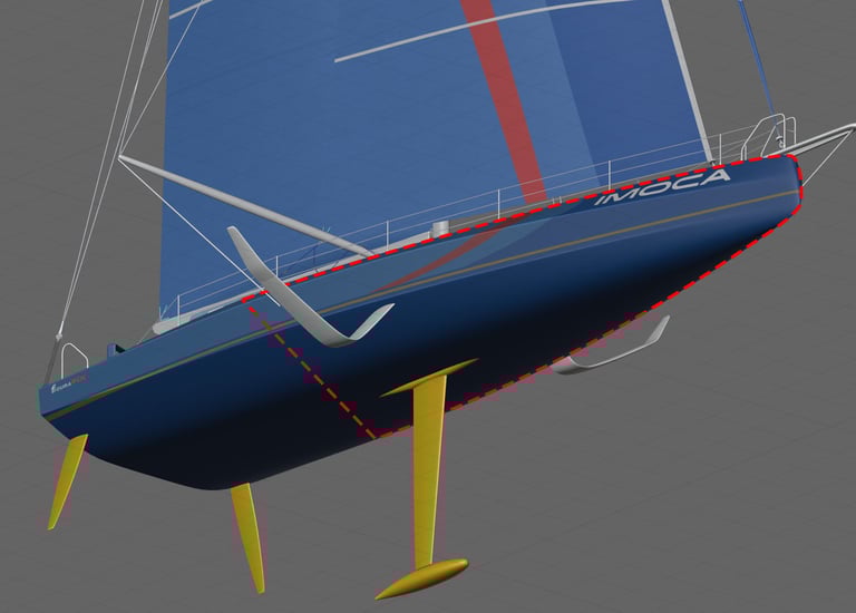 Zone A Testing - Showing areas of hull slamming for NDT assessment
