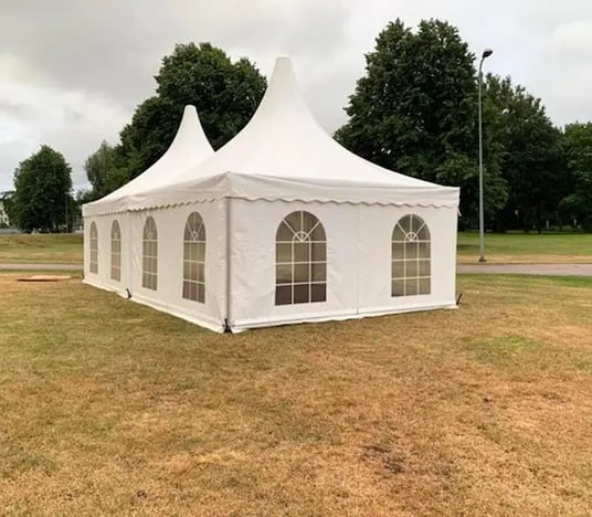 White pagoda tent for outdoor hospitality