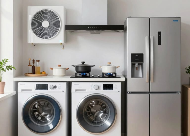 Cozy living room illuminated with warm LED lights and network setup.