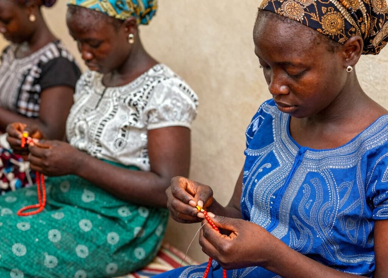 A gallery space illuminated softly, showcasing paintings that blend tradition with modernity.