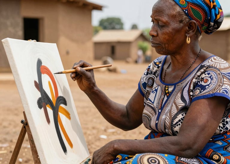 A vibrant installation from a recent Arewa Art Fair exhibition, featuring bold colors and dynamic forms.