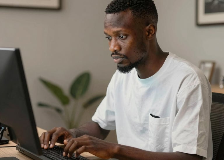 A contemporary gallery space featuring mixed-media artworks from emerging African artists.