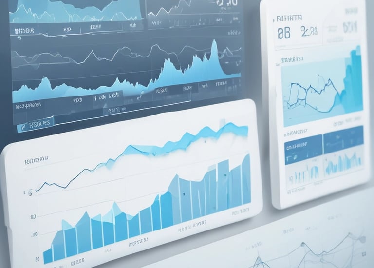 A finished software dashboard showing real-time company metrics.
