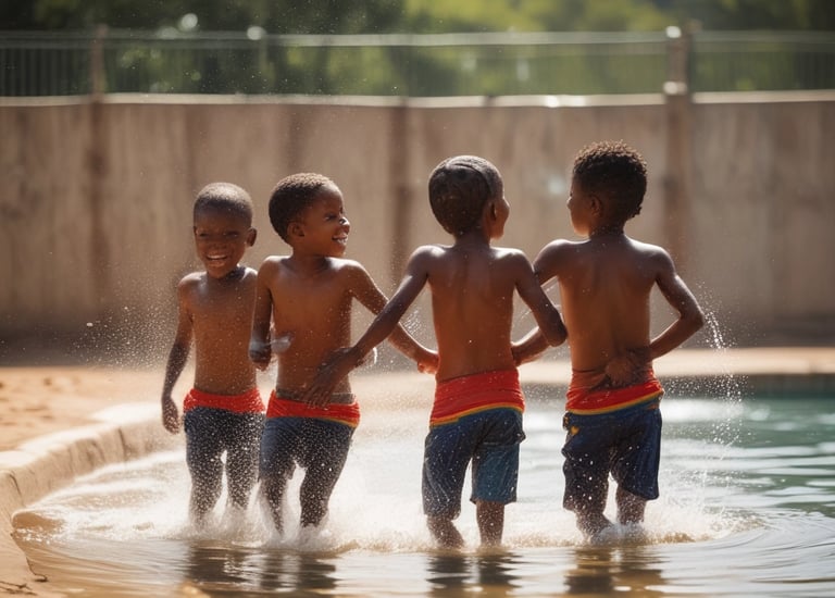 Children playing joyfully in the garden of Orphanaid Kenya's home.