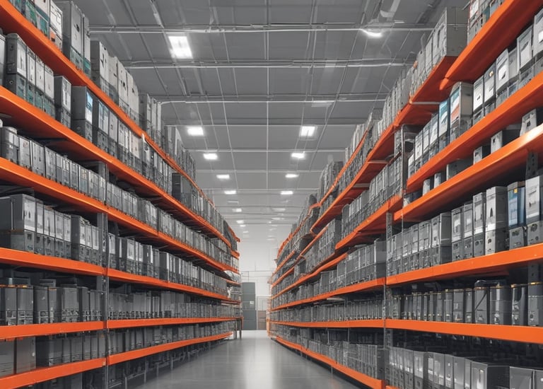 Product thumbnails arranged in a sleek grid, highlighting tech items.