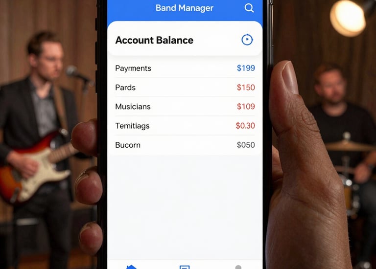 Band members checking attendance on a mobile device during practice