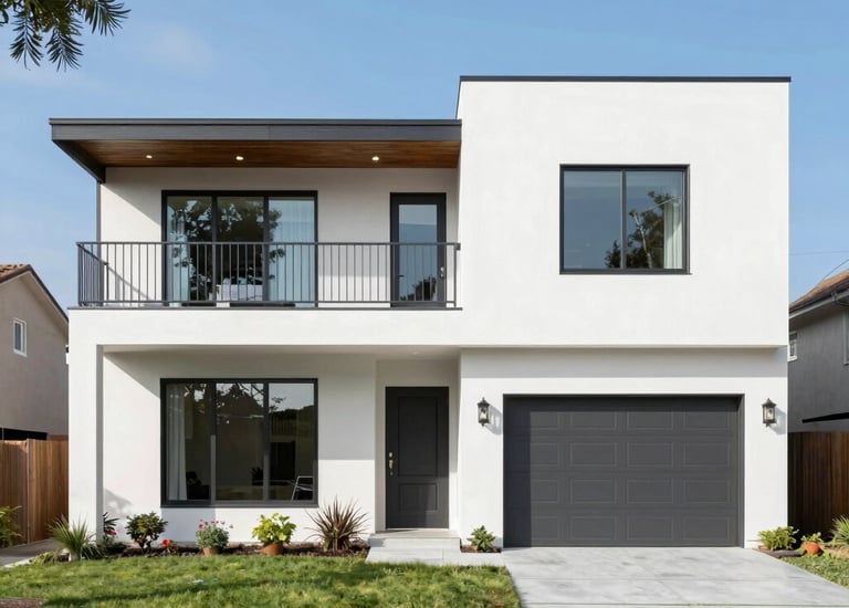 Image of a freshly painted commercial exterior with clean lines.