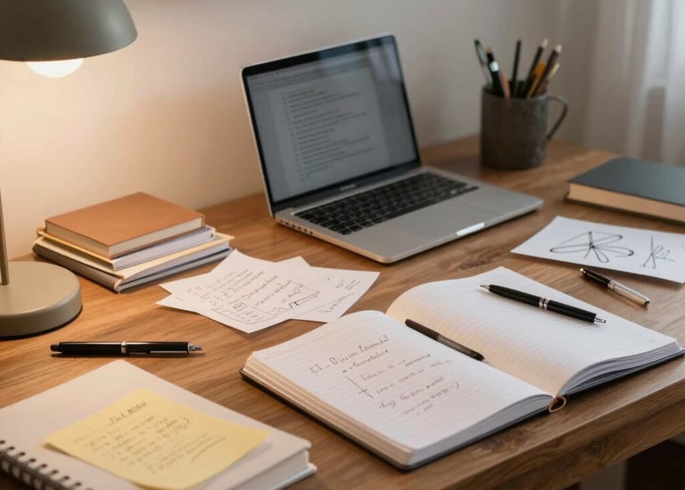 Open laptop displaying a text document and coffee cup nearby on a wooden desk.