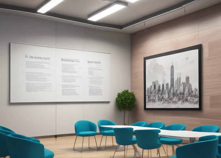 A confident solicitor negotiating with clients in an office