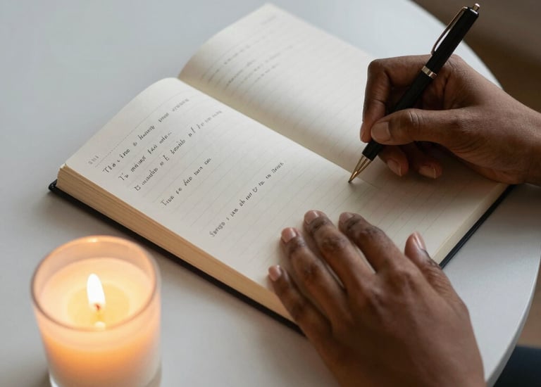 Album cover art featuring warm browns and gold hues with abstract shapes.