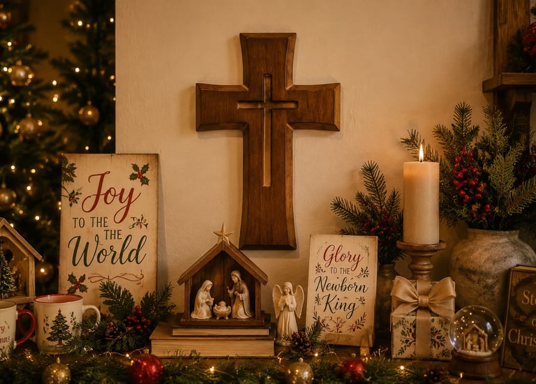 Wooden wall crosses displayed in church gift shops, Christian bookstores, and seasonal religious hom