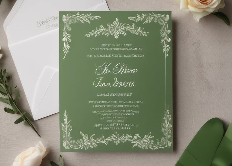 Close-up of a colorful personalized invitation with hand-drawn illustrations.