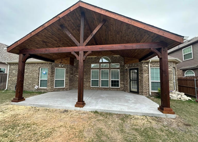 Huge Cedar Pegola with Concrete Floor