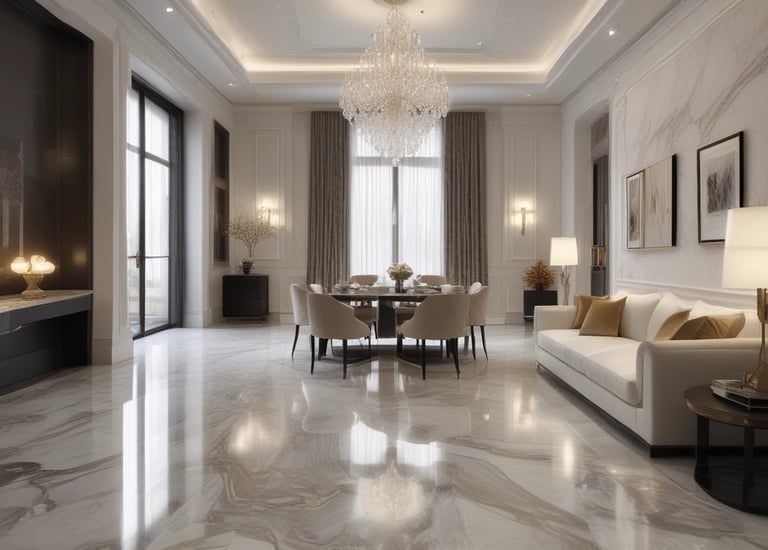 Close-up of a beautifully tiled floor with natural light highlighting the texture.