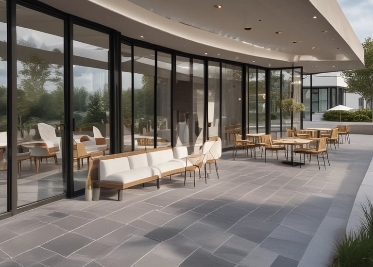 An outdoor area with stylish outdoor tiles.