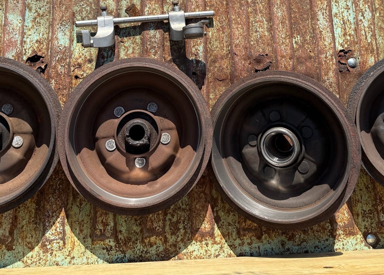 freshly machined Studebaker drums