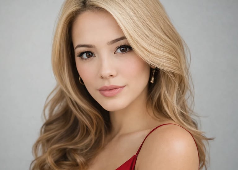 a woman in a red dress posing for a picture