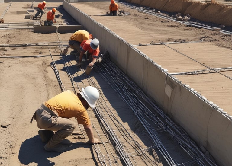 Architectural close-up showing metal structure and modern facade textures.