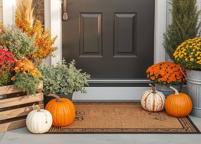 cozy fall front porch planters