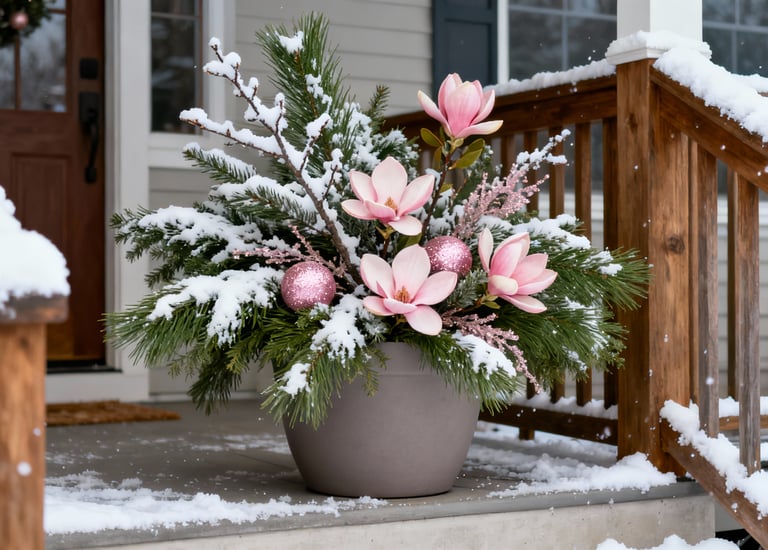 pink snowy porch christmas planter.jpg