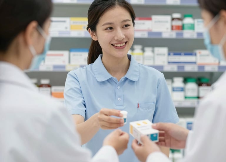 Courier handing over a medical specimen package to a hospital receptionist.