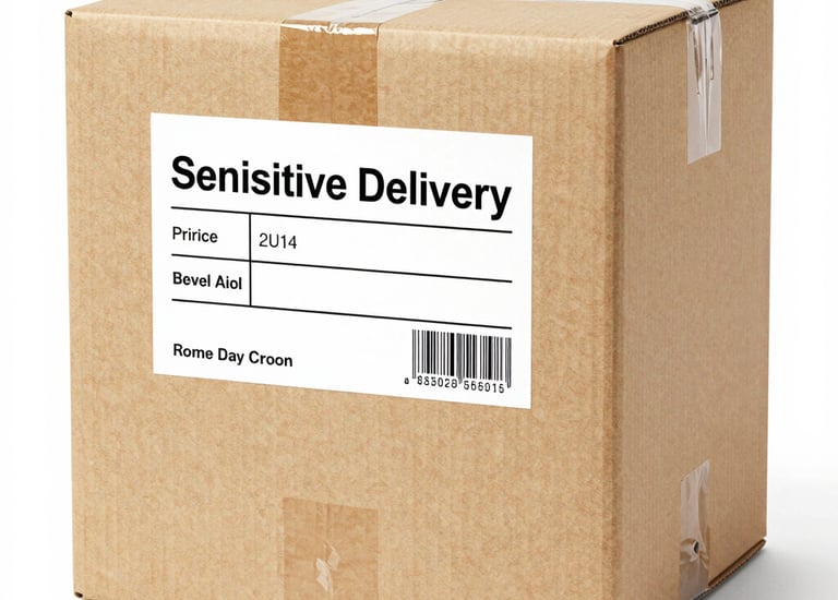 Close-up of a courier scanning a document package for same-day delivery.