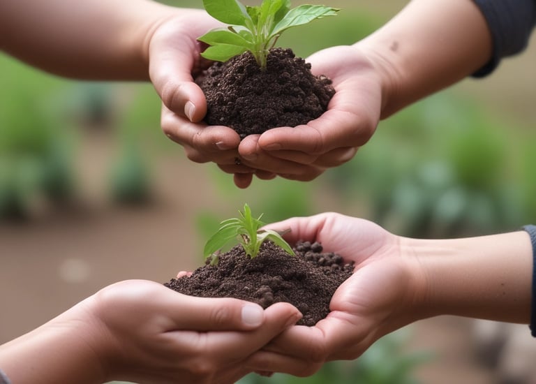 Hands joining together in a circle symbolizing teamwork.