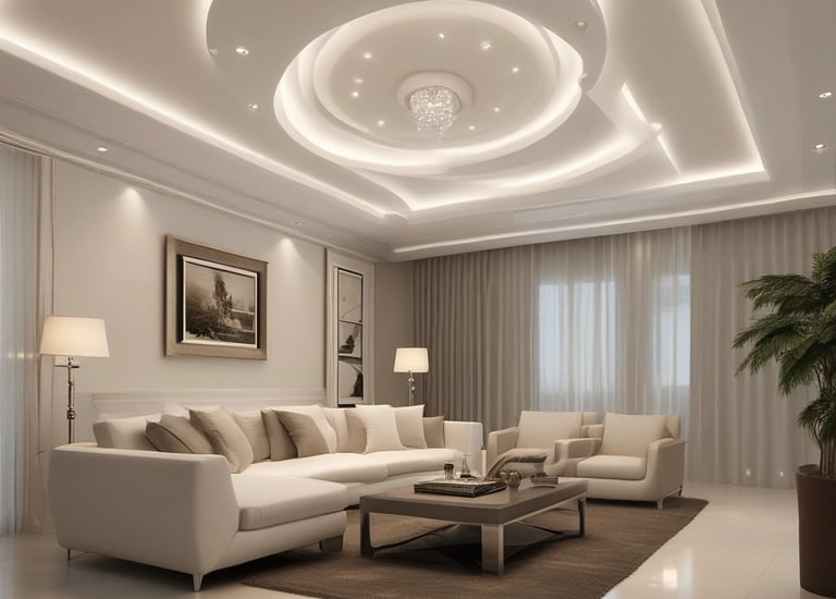 Electricians installing lighting fixtures outdoors at night.