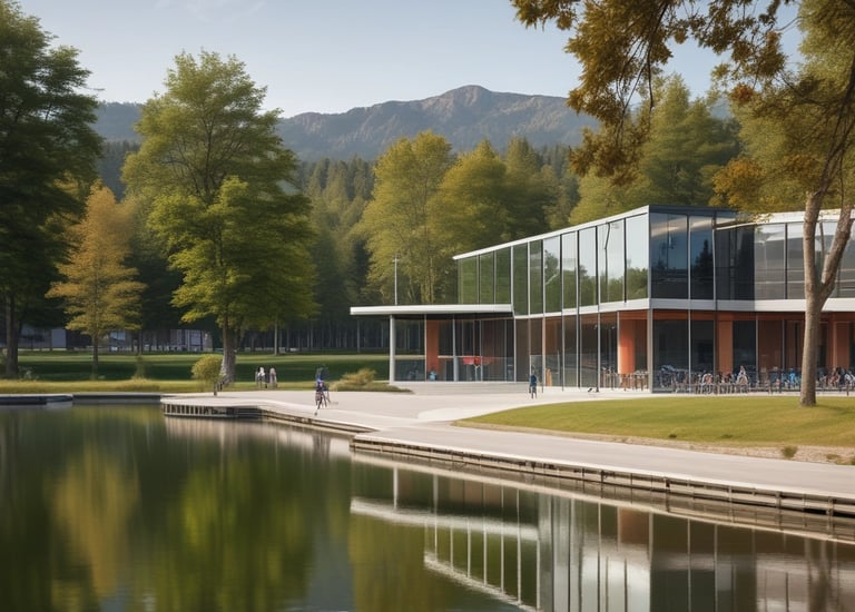 Green rooftop garden on a modern residential building