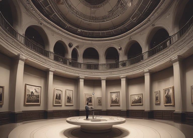 people watching statue in gallery room