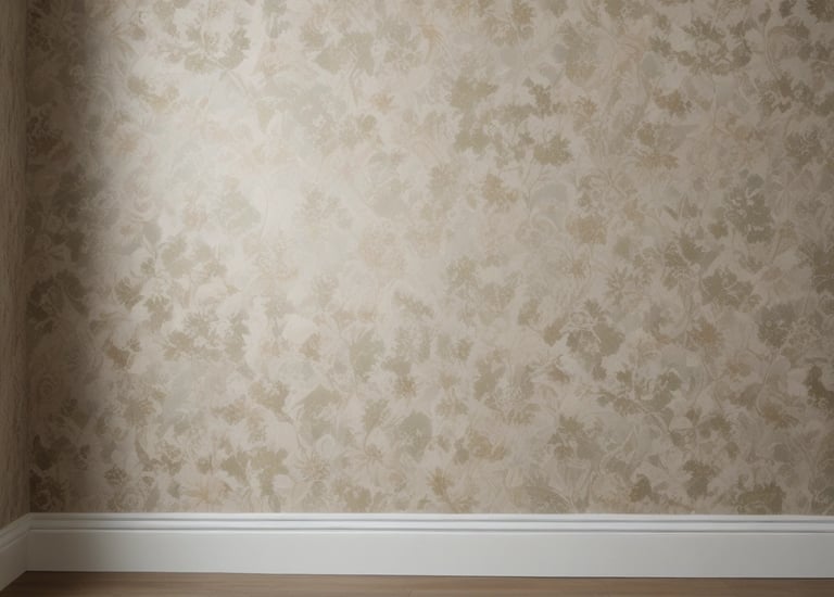 Bright room featuring newly installed wallpaper with elegant patterns.