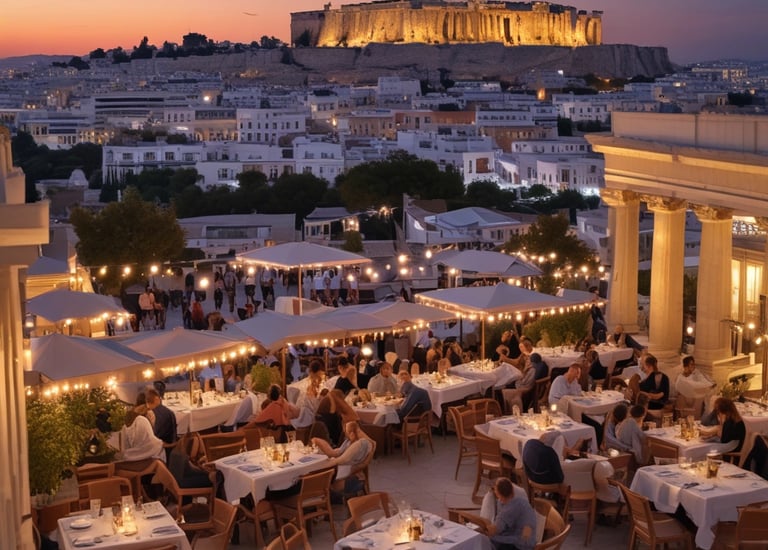 A hotel lobby with a digital display showing QR codes for nearby shops and services.