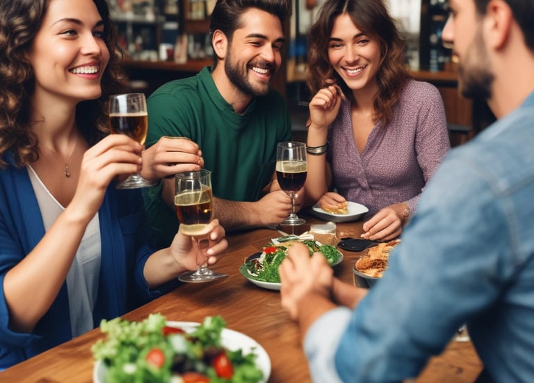 Photo of a consultant reviewing restaurant financial reports with a client.