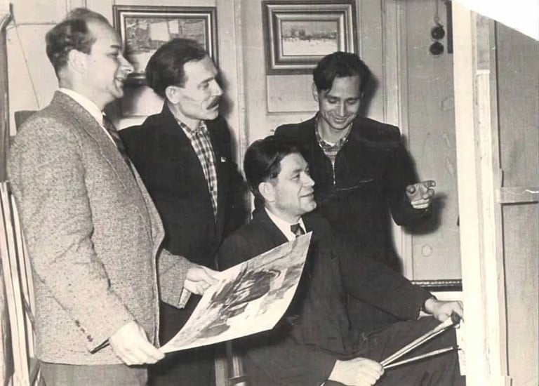 boris con artistas de la unión de pintores de voronetz