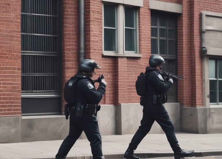 Law enforcement officers responding quickly to a verified security alert.