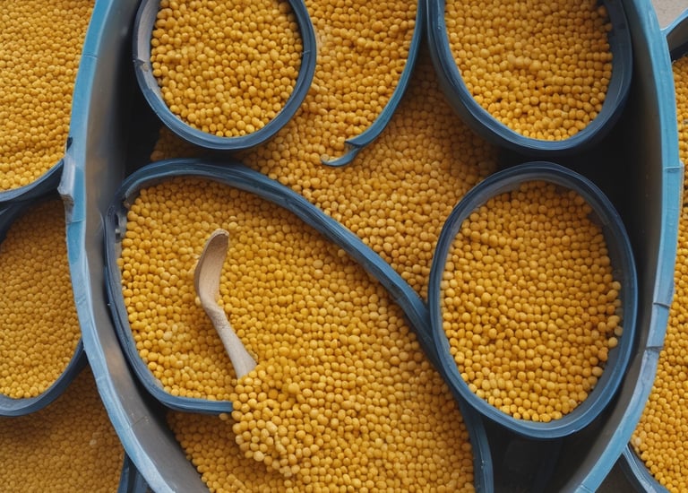 Close-up of fresh, vibrant pulses neatly arranged in rustic sacks.