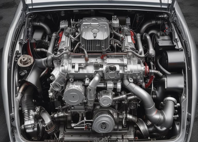 a variety of car parts of a car engine and parts of a car engine