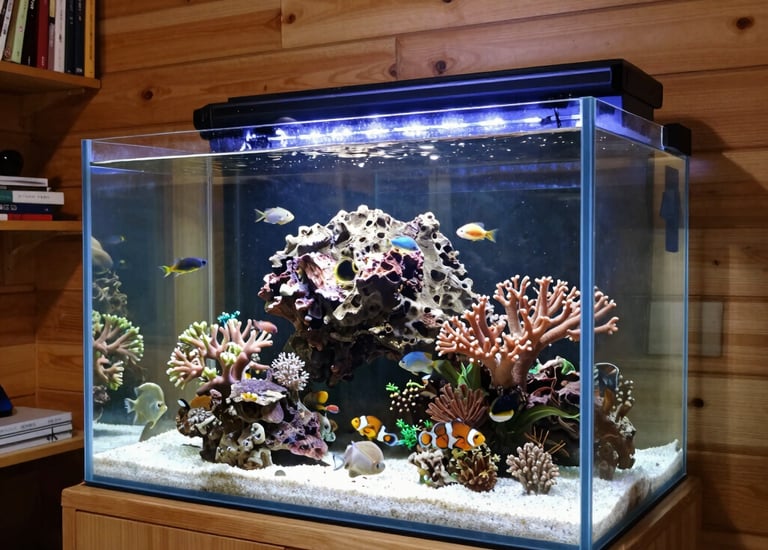 Close-up of a vibrant freshwater aquarium with colorful fish swimming among lush plants.