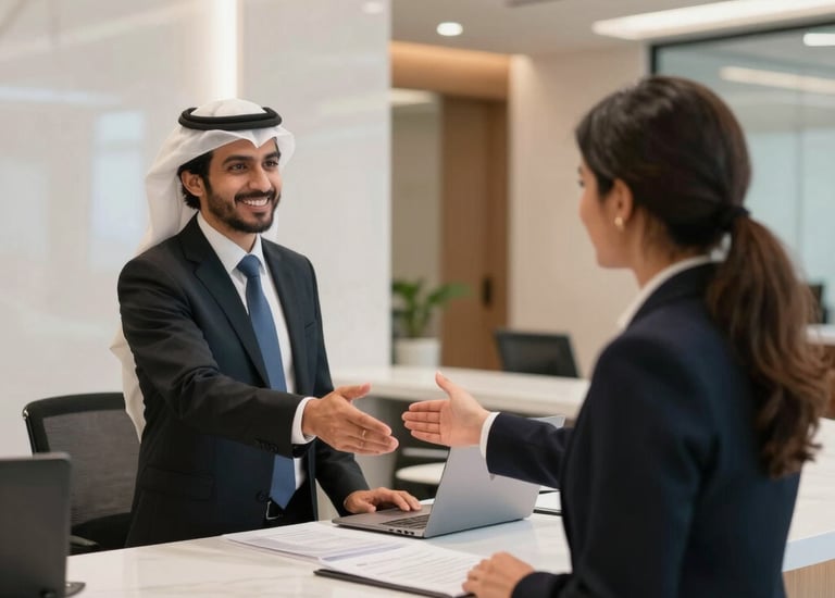 Close-up of hands exchanging signed documents in a formal setting.
