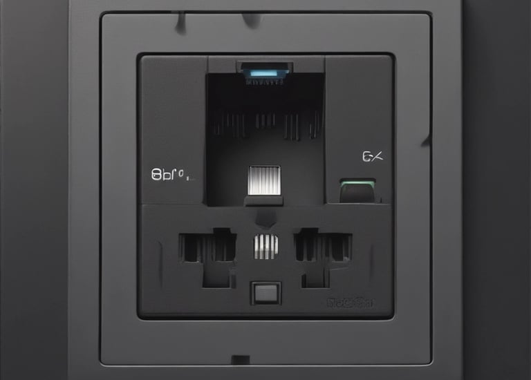 Wide shot of a renovated living room with new electrical outlets.