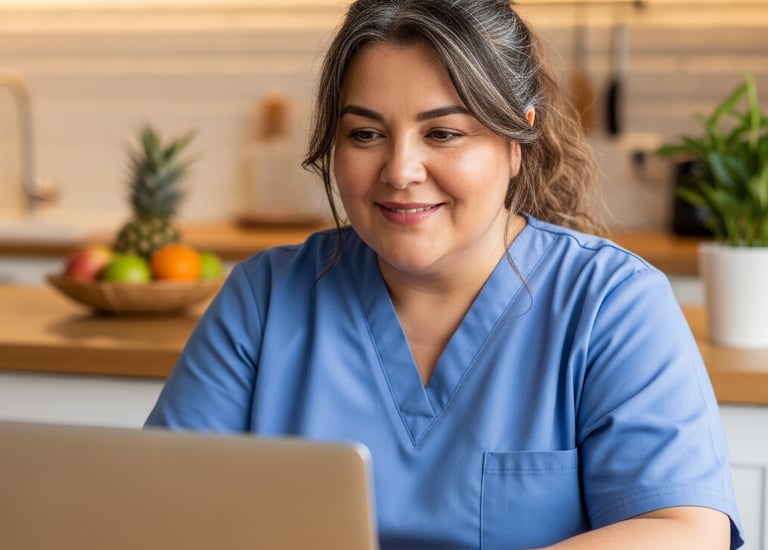 Profesional del área de salud realizando una capacitación online Tramos Pedagógicos