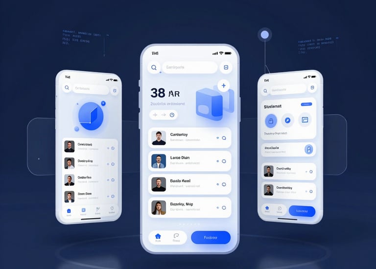 Mobile app interface showcasing intuitive navigation and smooth animations on a smartphone screen.