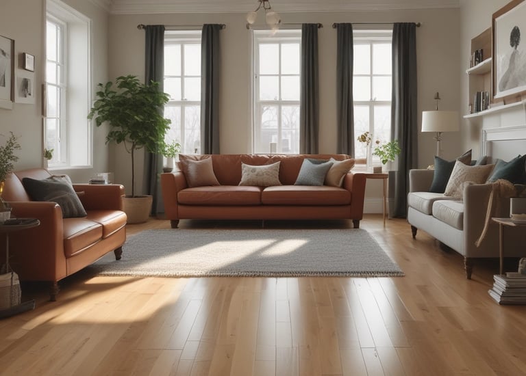 A cozy living room in a group home with patriotic decor and comfortable seating.