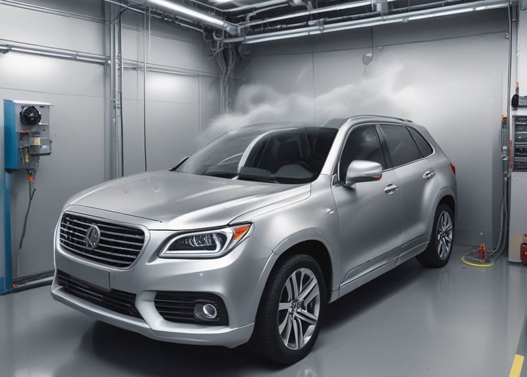 Close-up of hands repairing a car's engine components with precision tools.