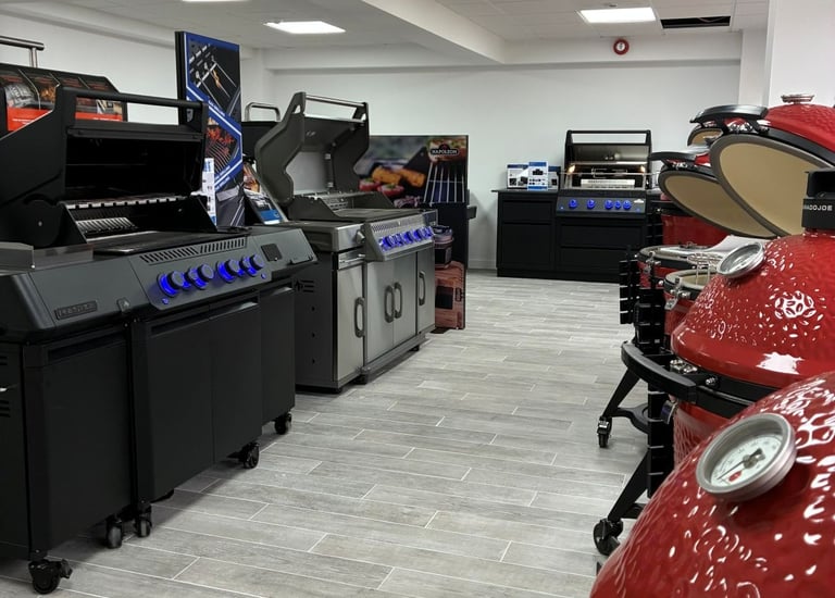 Inside Outdoor BBQ Kitchens showroom Southampton.