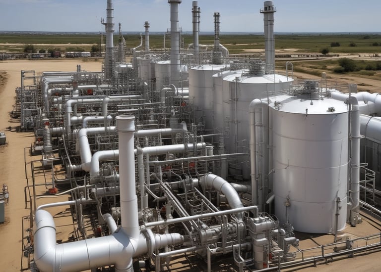 Close-up of petroleum products being loaded into tanker trucks.