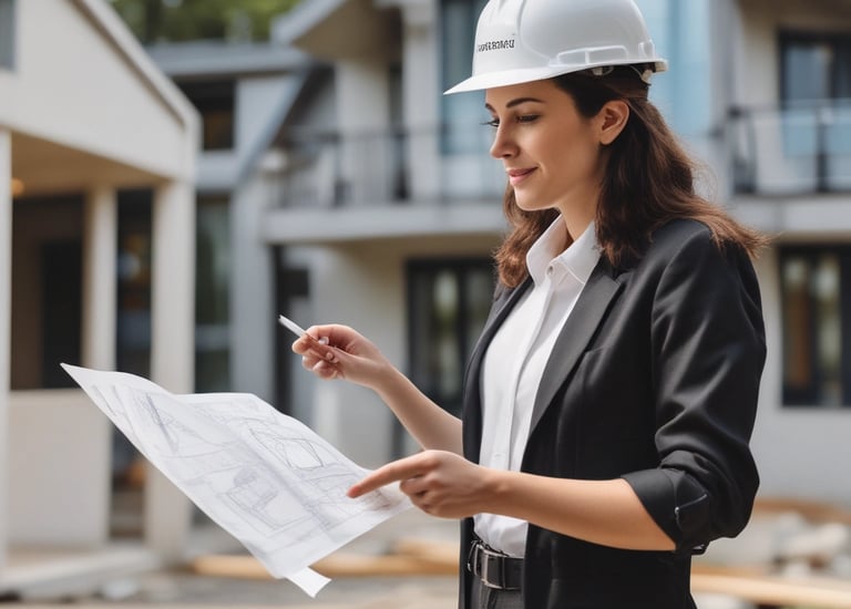 Surveyor using precision equipment on a residential property in Tijuana.